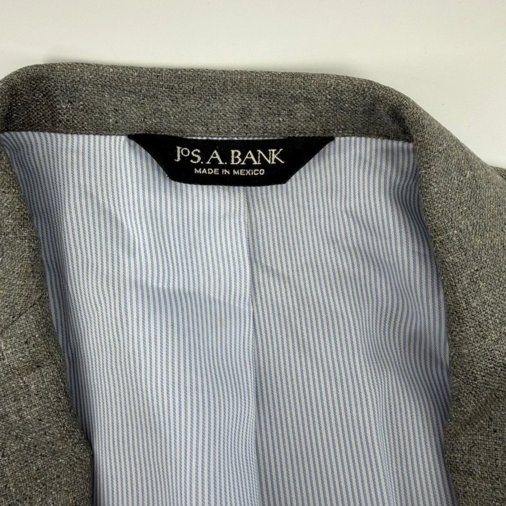 Jos. A. Bank Sport Coat Mens 42L Gray 100% Silk Signature Collection Blazer